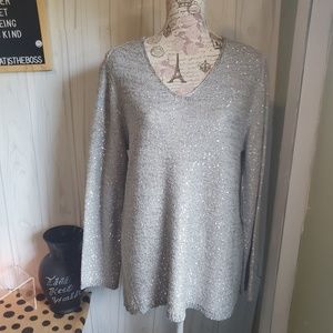 TRIBAL NWT silver sequin tunic sweater medium